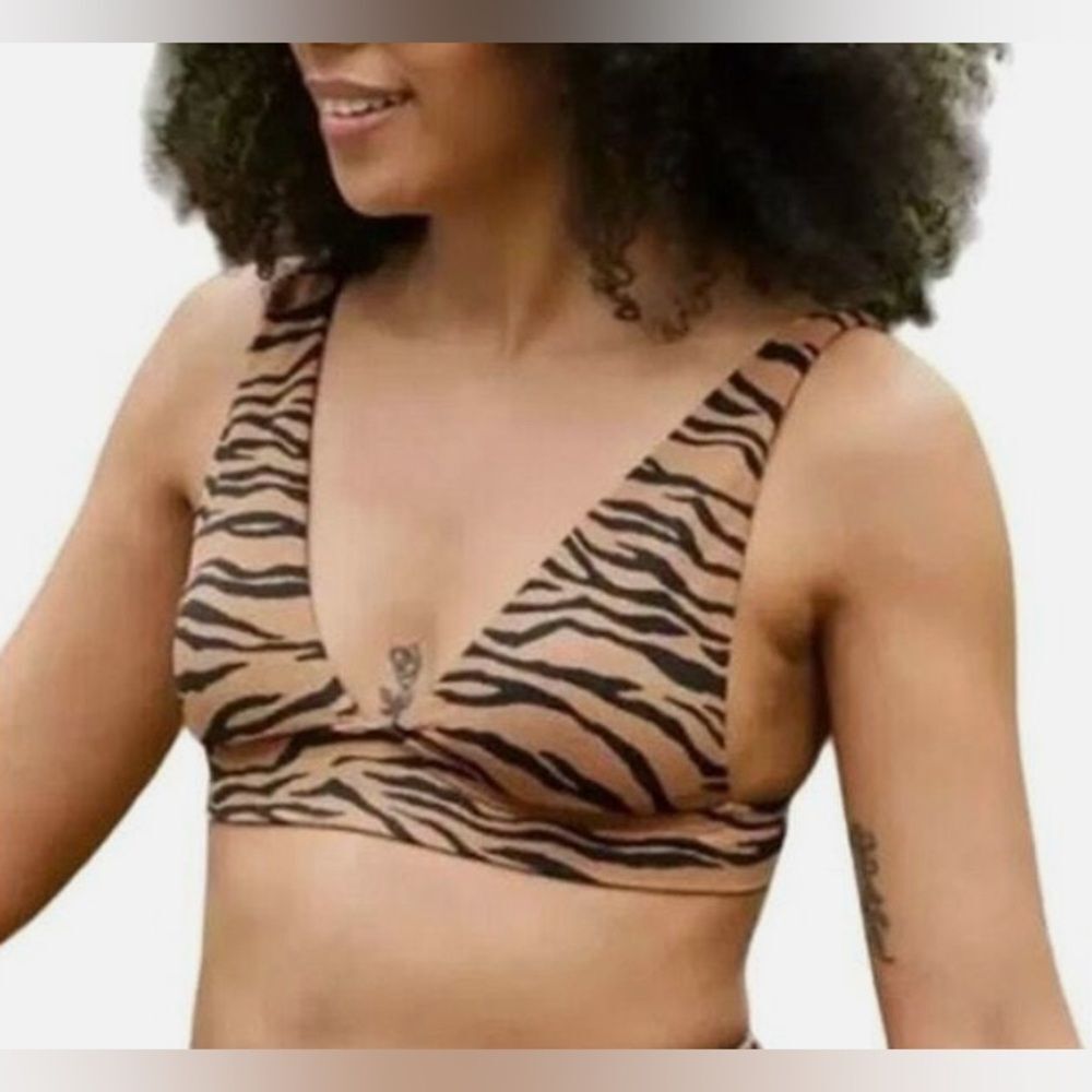 NEW Aerie Brown and Black Zebra Bikini Top‎ SMALL